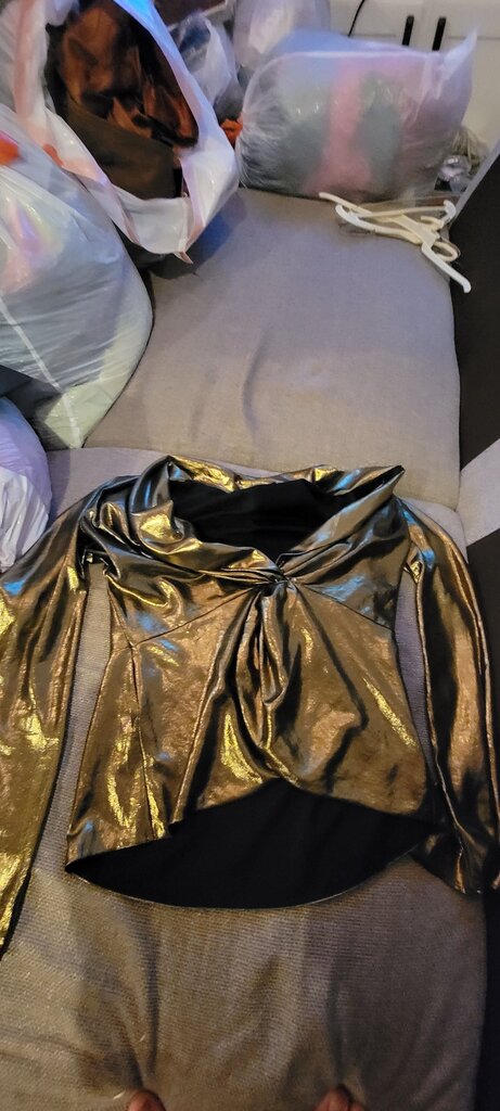 Women’s Metallic Black and Gold Top