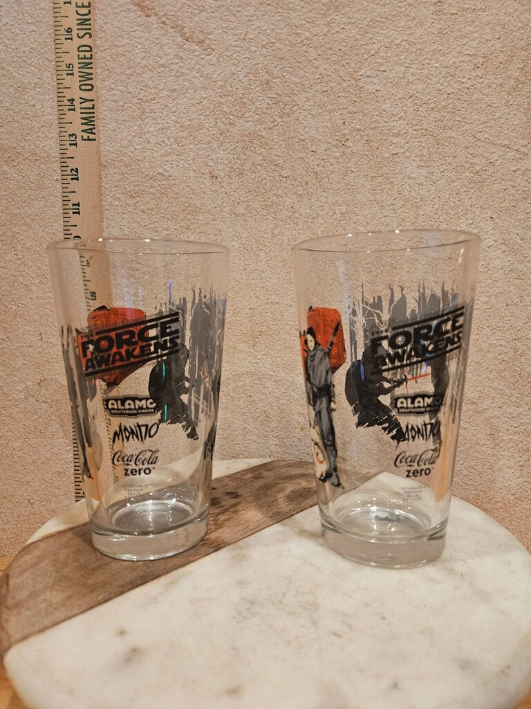 Star Wars The Force Awakens MONDO Alamo Drafthouse Pint Glass Rare Drinking Glasses Set