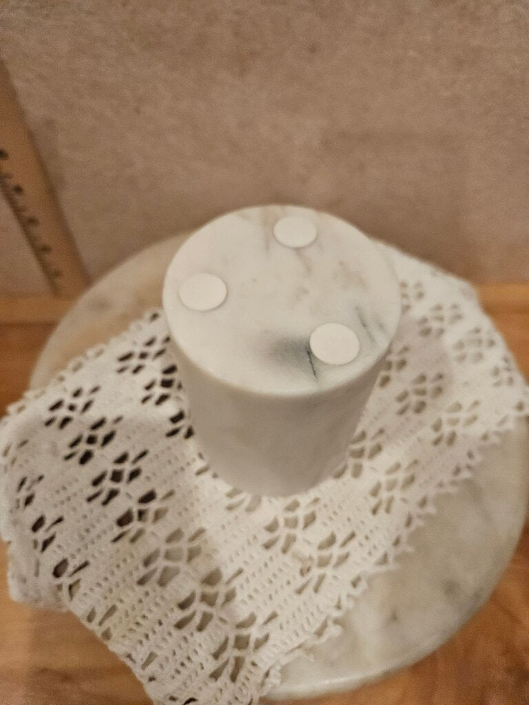 Natural Marble Pencil Pen Holder Stand for Desk Makeup Brush Cup as is w inside ink stains