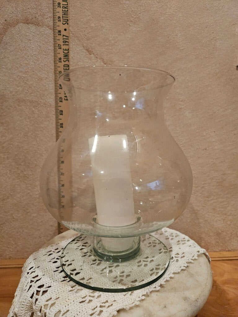 Large Vintage Glass Globe Candle Holder Lamp Fill & change up decor seasonally w collectables like shells, glass ornaments etc