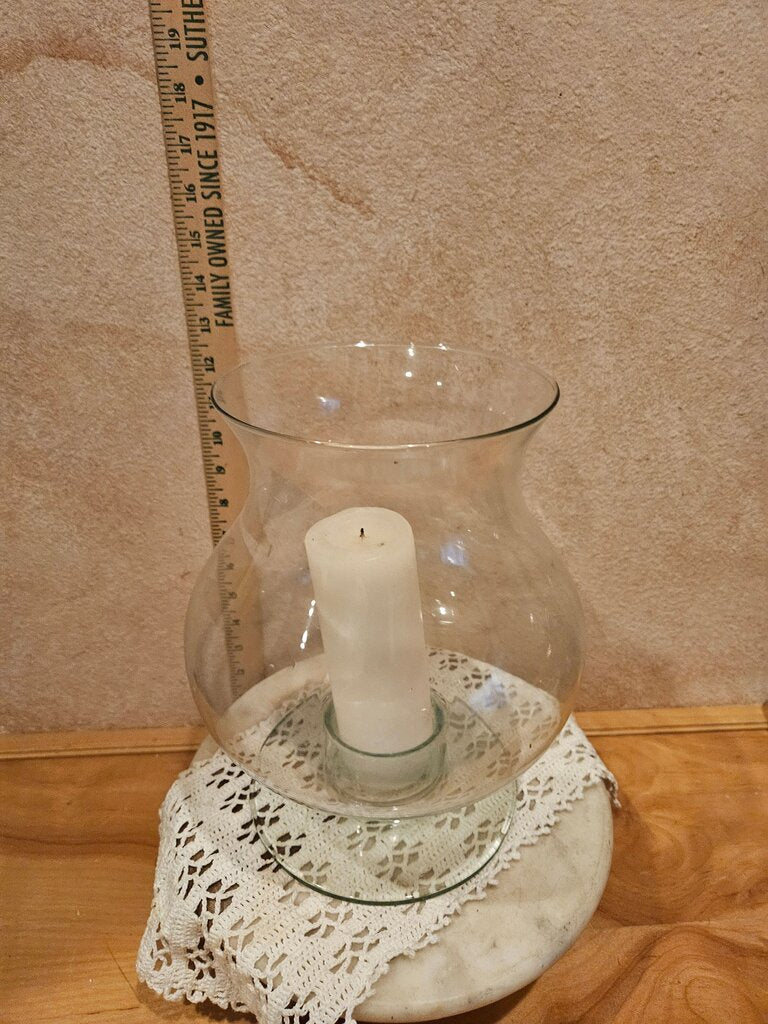 Large Vintage Glass Globe Candle Holder Lamp Fill & change up decor seasonally w collectables like shells, glass ornaments etc