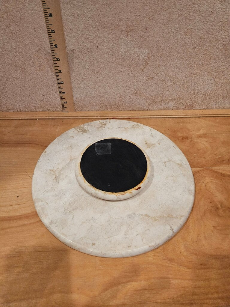 Marble Round Pedestal Champagne Marble Lazy Suzan Round Trivet, Cheese Serving Display Board cloche base