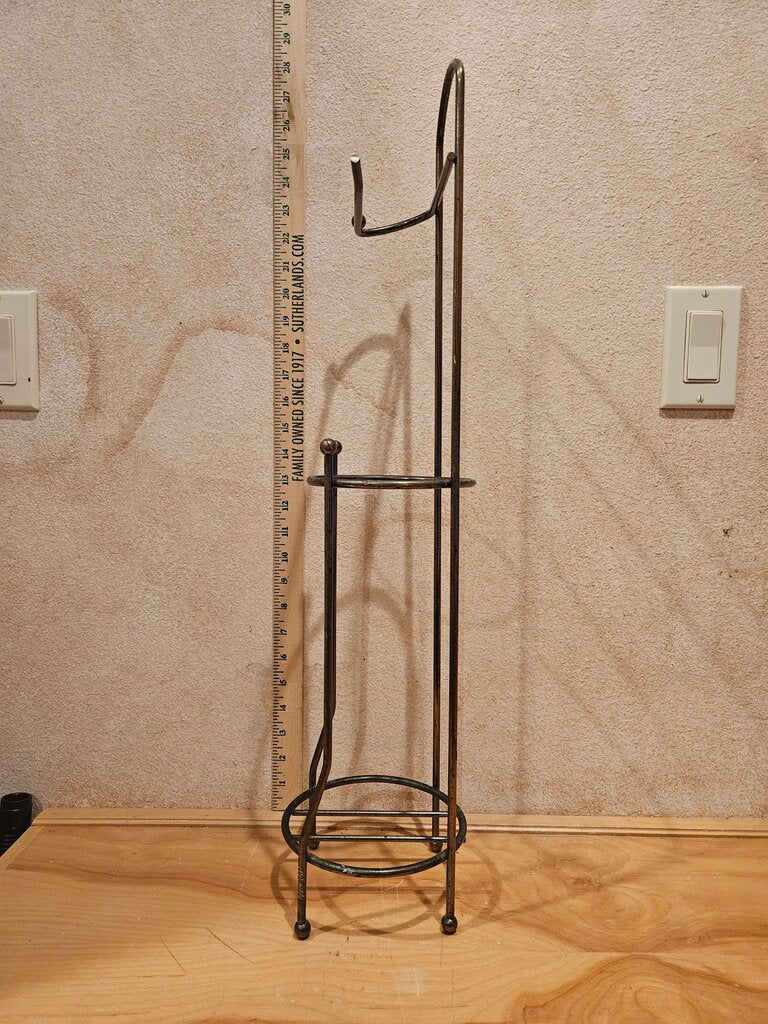 Wrought Faux brass Metal Bathroom Toilet Paper Floor Holder As is Missing decor knob Fits 4 Single Rolls