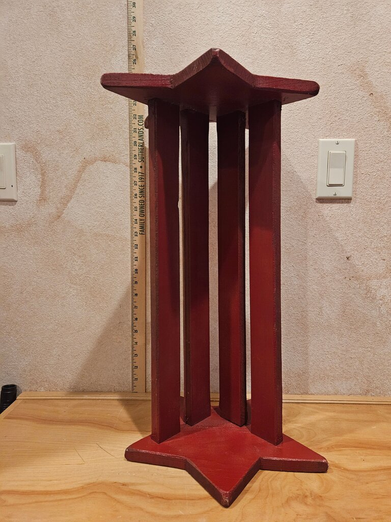 Red Star Shelf Vintage wood tabletop bookrest/bookshelf/book trough dvd or cd holder Wooden Display Stand
