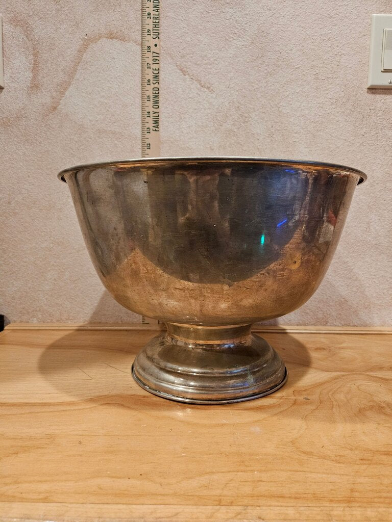 Vintage MCM Patinaed Silver Plated Grand Size Pedestal Multi bottle Champagne Ice Bowl Bucket punch bowl server display