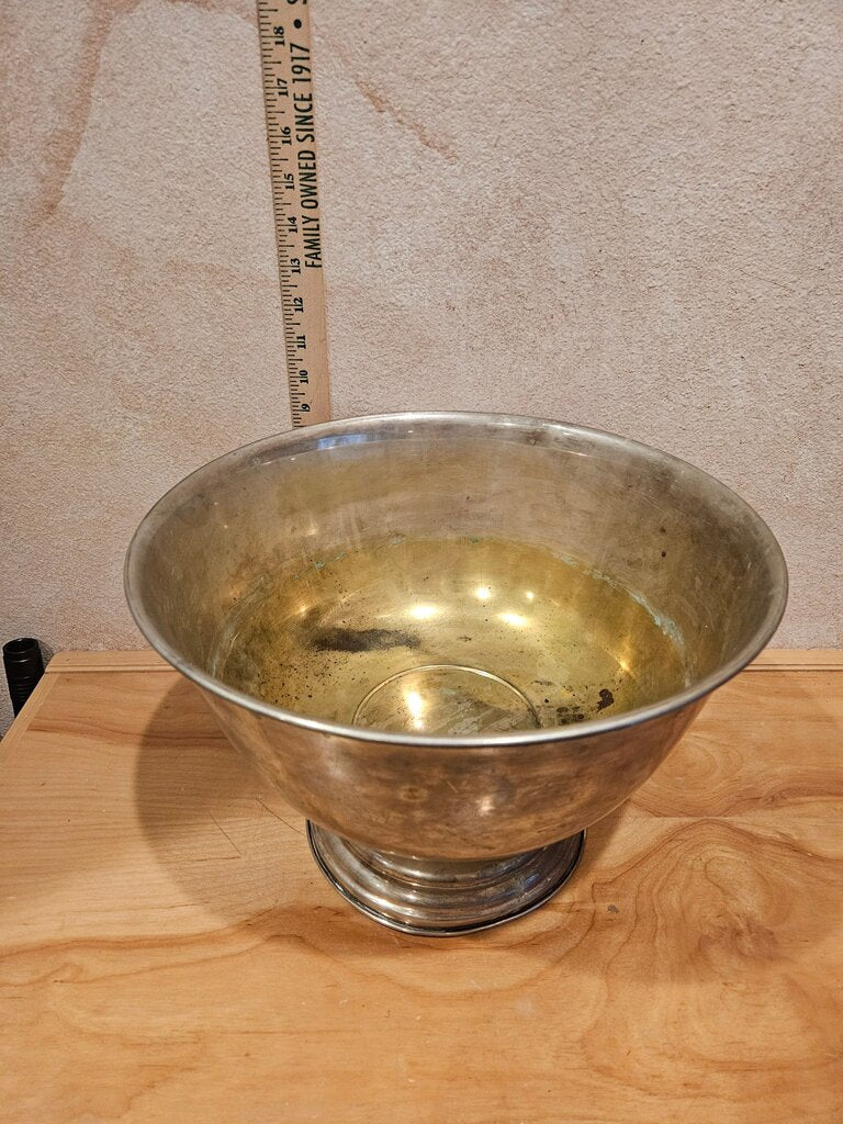 Vintage MCM Patinaed Silver Plated Grand Size Pedestal Multi bottle Champagne Ice Bowl Bucket punch bowl server display