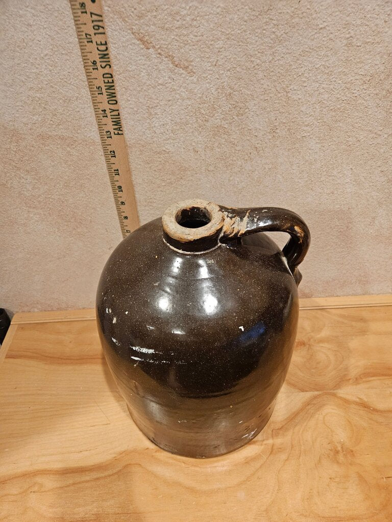 Antique / Vintage Unmarked Salt Glazed Stoneware Whiskey Jug Crock w carry handle farmhouse decor