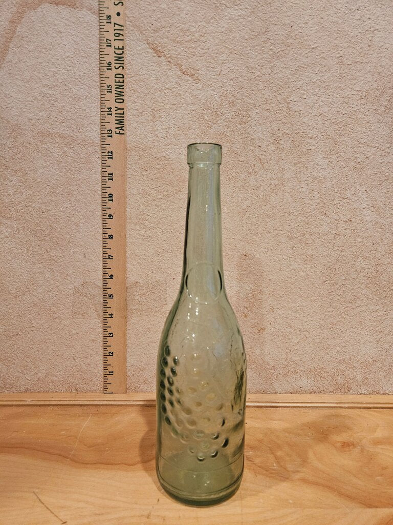 Vintage Mid Century Glass Wine Bottle Embossed Grape Design, 1970s Decanter MCM