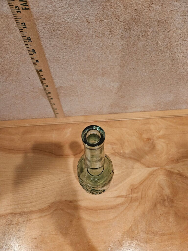 Vintage Mid Century Glass Wine Bottle Embossed Grape Design, 1970s Decanter MCM