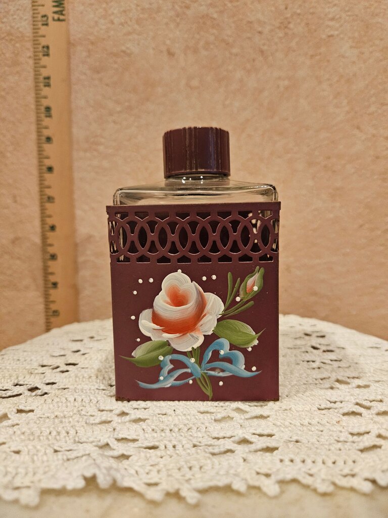 Vintage Floral Design Glass Bottle