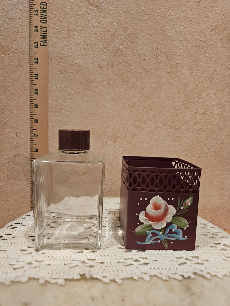 Vintage Floral Design Glass Bottle