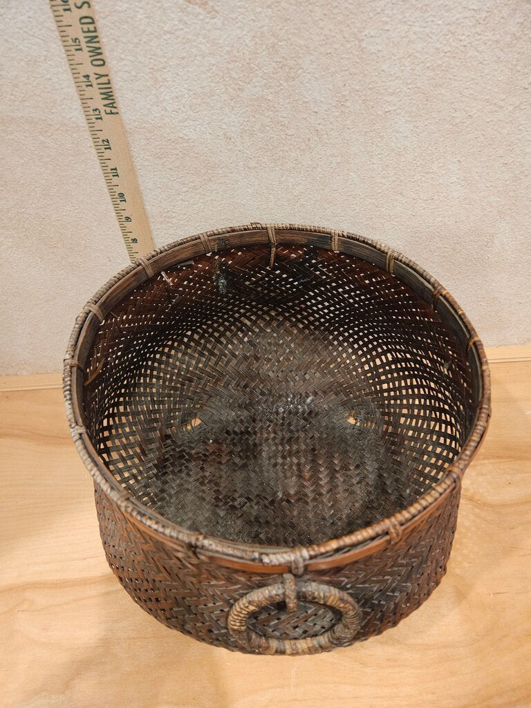 Woven Round Decorative Basket with Handle