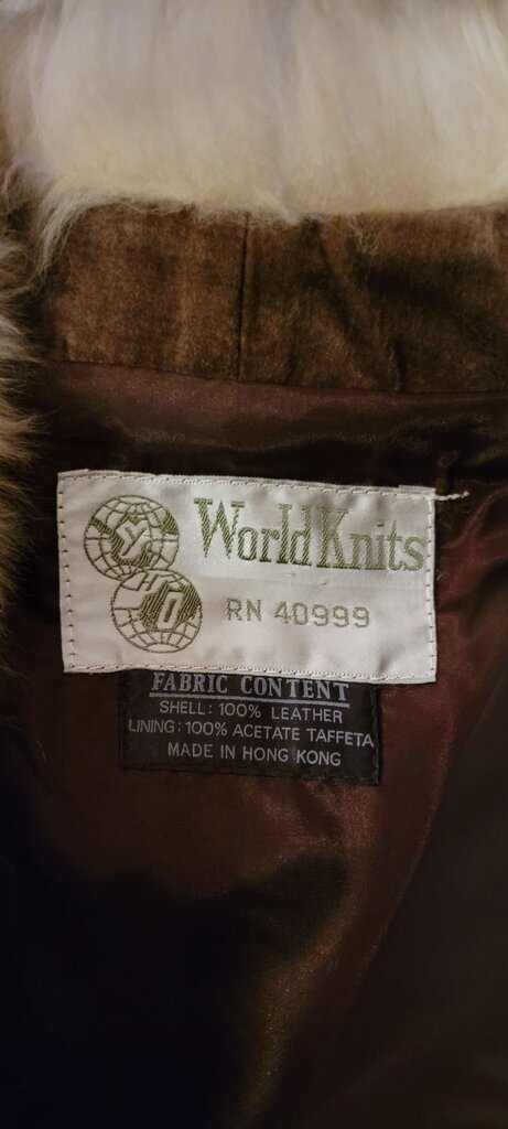 World Knits Brown Leather Vest with Fur Trim