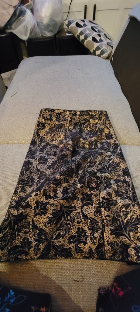 Vakko Black and Gold Floral Print Skirt