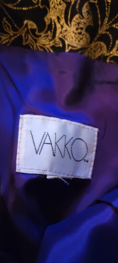 Vakko Black and Gold Floral Print Skirt