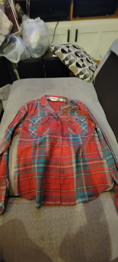 Red and Blue Plaid Button-Up Shirt