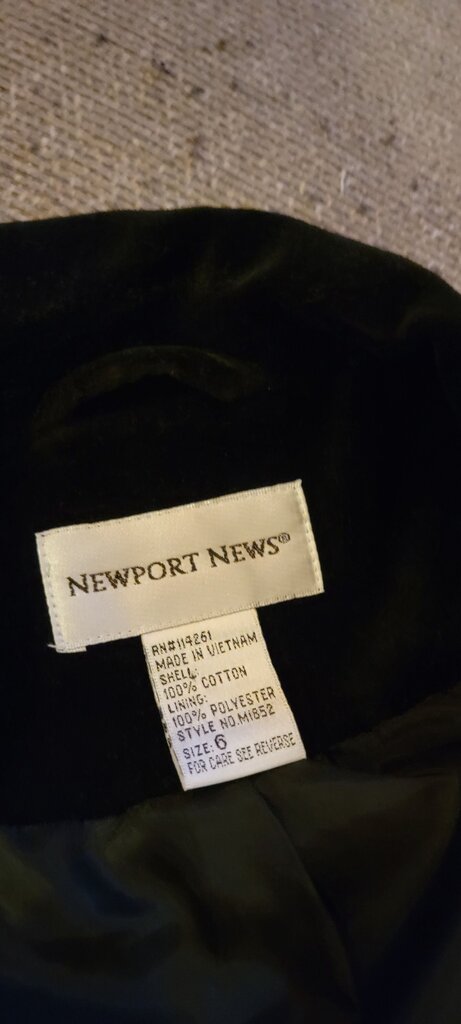 Newport News Women's Black Velour Coat
