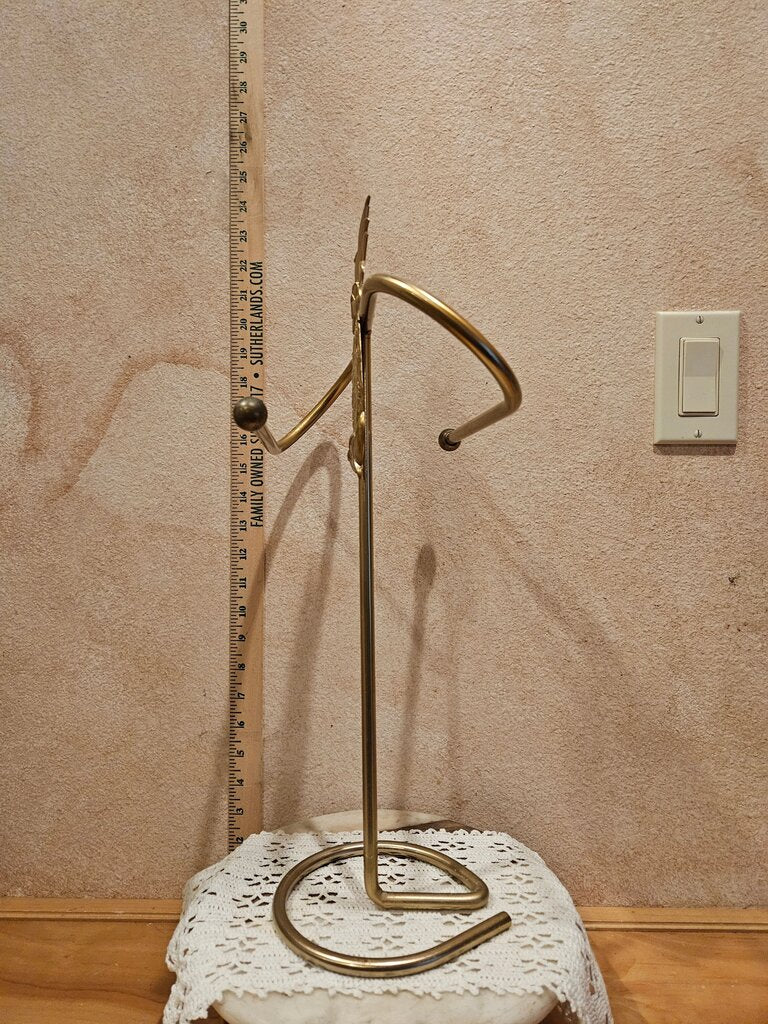 Vintage Free Standing Gilded Brass Pineapple Guest Double Bar Towel Holder Gold Pineapple Hollywood Regency Brass Guest Towel