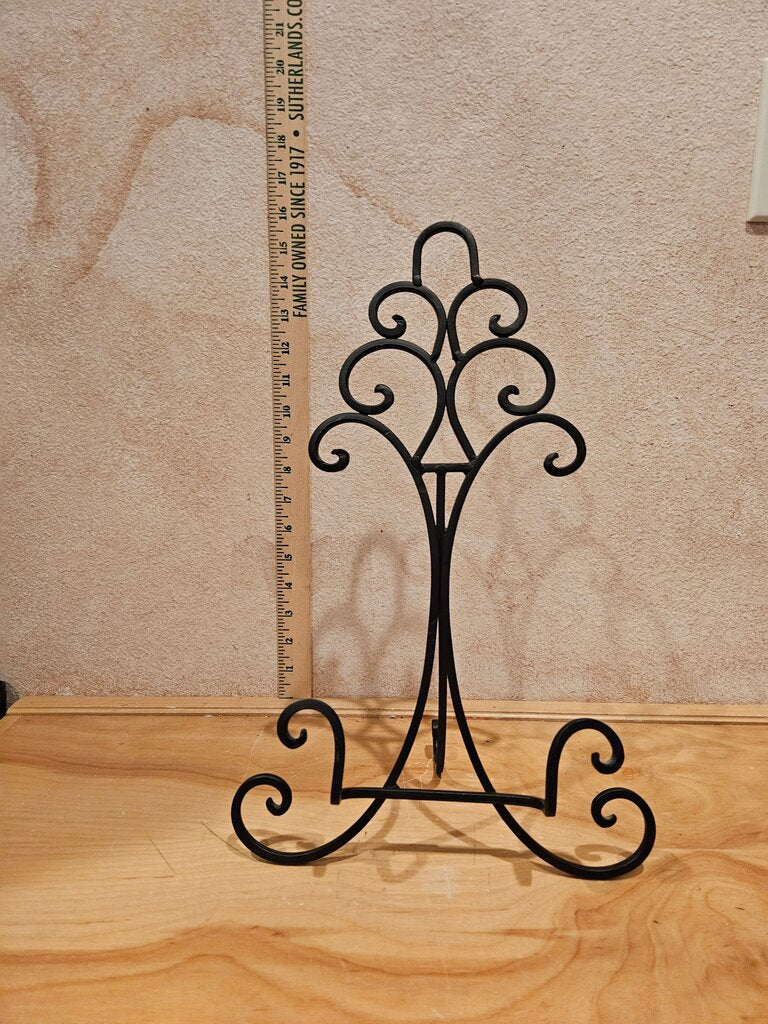 Curly Wrought Iron Tabletop Book Easel or Picture Stand Decorative Black Iron bible art print display