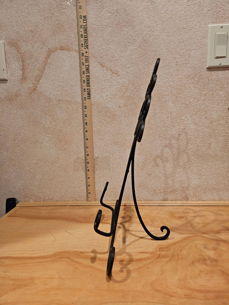 Curly Wrought Iron Tabletop Book Easel or Picture Stand Decorative Black Iron bible art print display