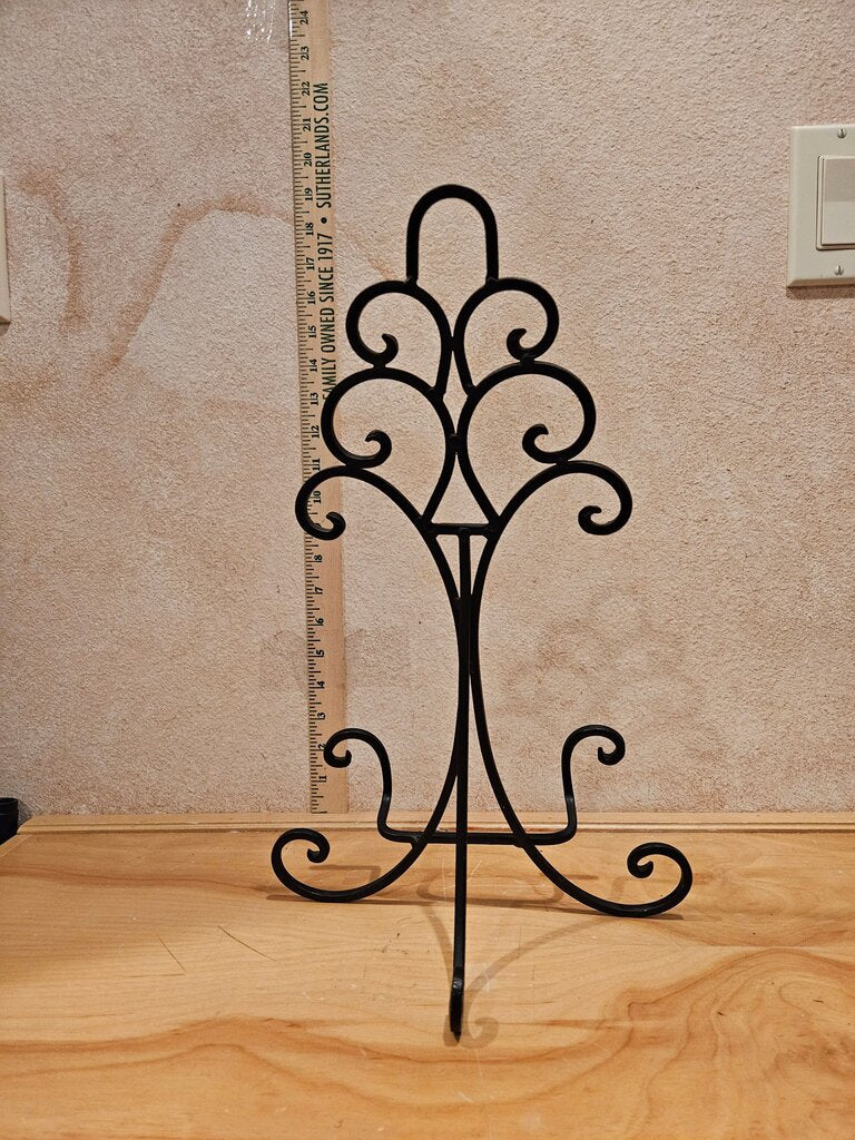 Curly Wrought Iron Tabletop Book Easel or Picture Stand Decorative Black Iron bible art print display
