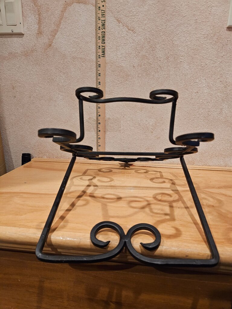 Black wrought Iron Display Stand w Star Curly Tabletop Book Easel or Picture Stand Decorative Black Iron bible art print display
