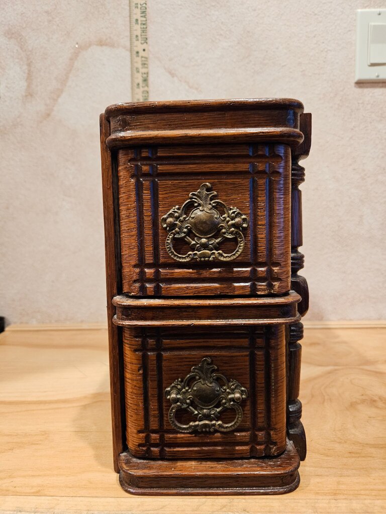 Vintage Antique1905 Singer Treadle Carved Sewing Machine Wooden Drawers Vintage Treadle Drawers Wooden Storage Organizer Ephemera Upcycle vignette Display