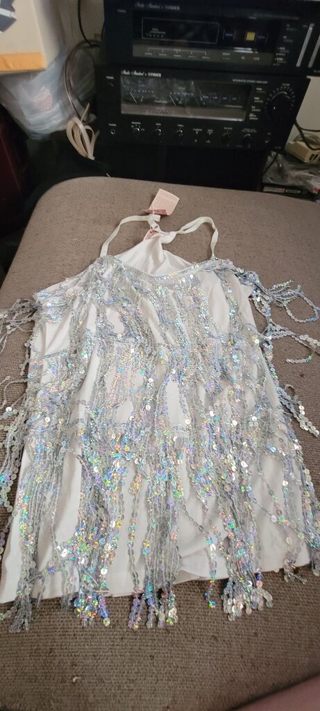 White Sequin Halter Top