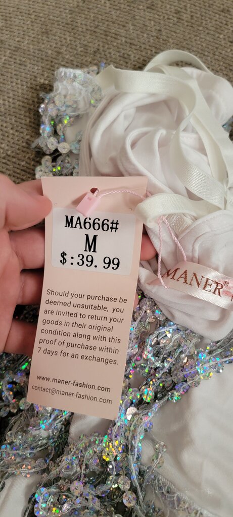 White Sequin Halter Top