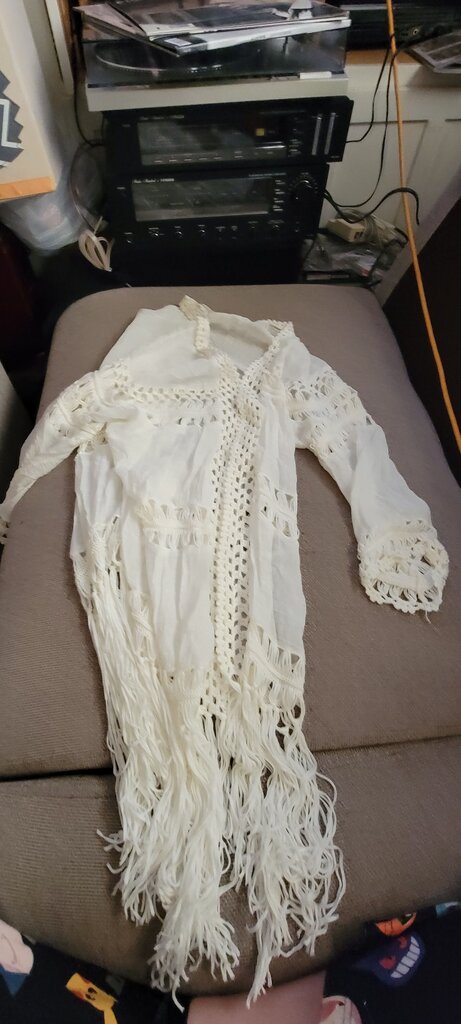 Women's White Crochet Trim Kimono
