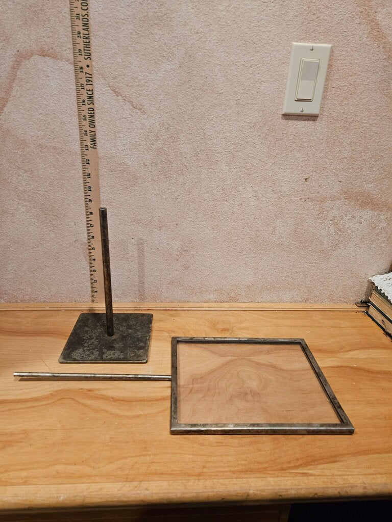 Adjustable 8"X10 Minimilistic Brutalist Sign Stand Advertising Support Board Poster Holder As Is Peg Missing Metal Frame Picture Stand