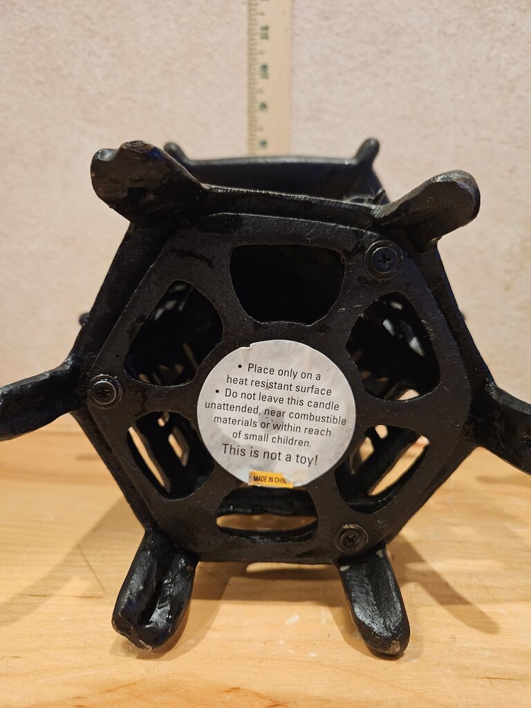 Vintage Single (2 shown) Cast Iron Japanese Hanging Bamboo Pagoda Lantern Candle Holder