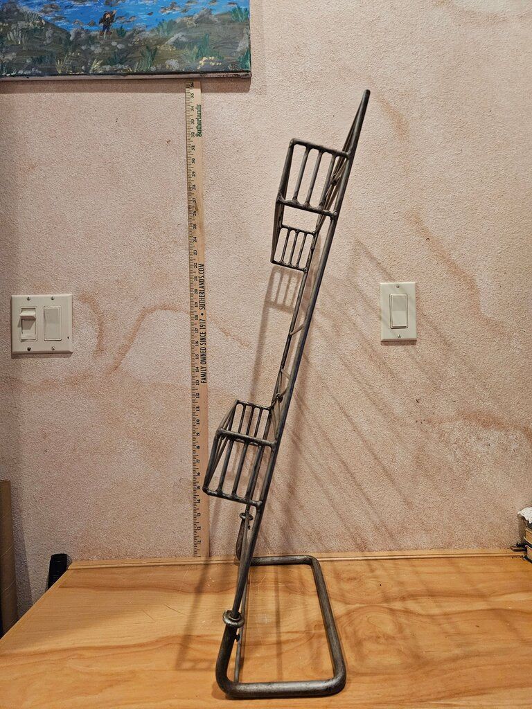 Vintage Metal 2-Tier Independent Standing Magazine book holder display Rack Literature table top or floor Holder
