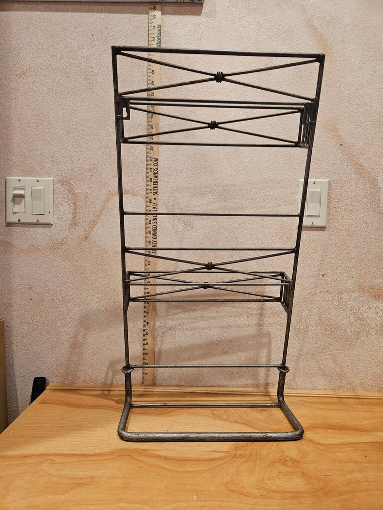 Vintage Metal 2-Tier Independent Standing Magazine book holder display Rack Literature table top or floor Holder