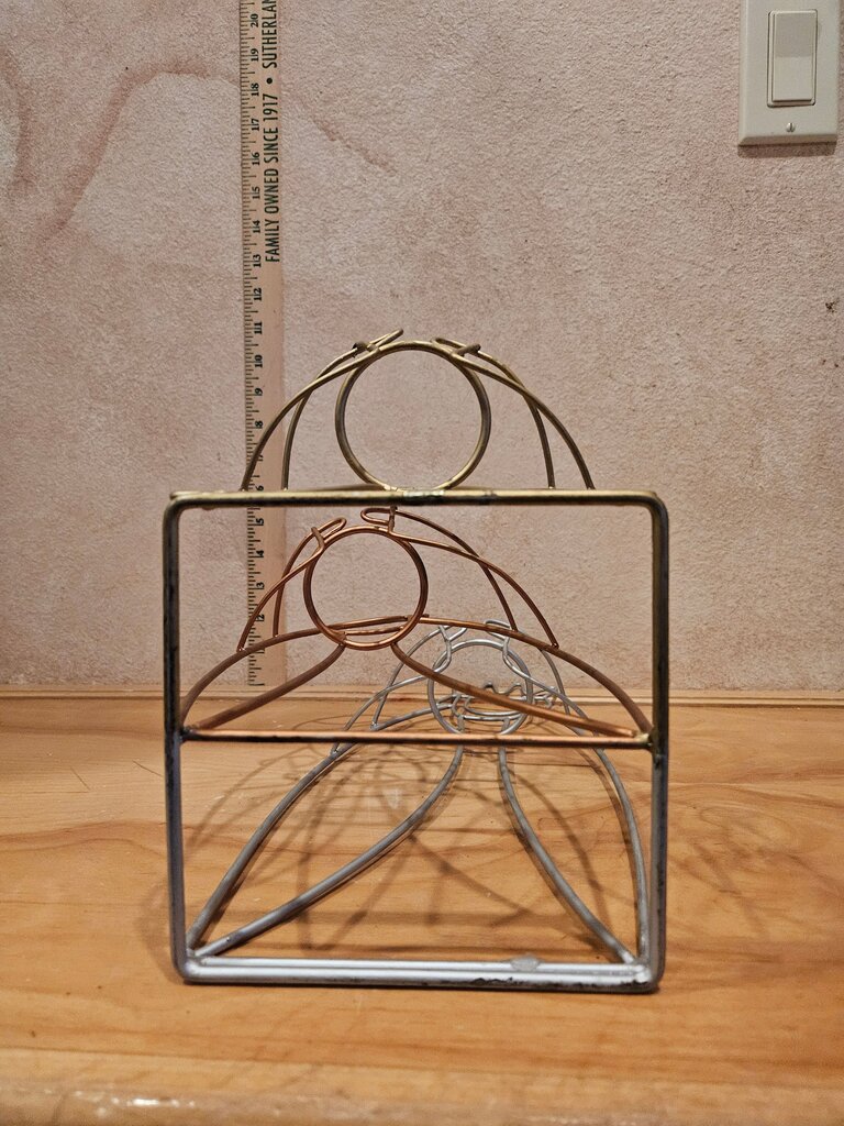 Unique 3 layered multi colored: Gold/brass, Silver & Bronze color Metal Wire 3 wise men Nativity Set Candle Holder Elegant Holiday Decor