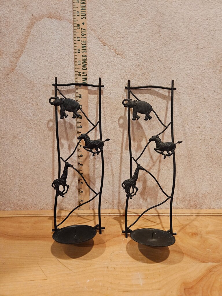 Unique Zoo animal wall mounted metal faux Wrought Iron Bamboo style wall mounted sconces Elephants, Zebra, Giraffe Animal-Themed Candle Holder