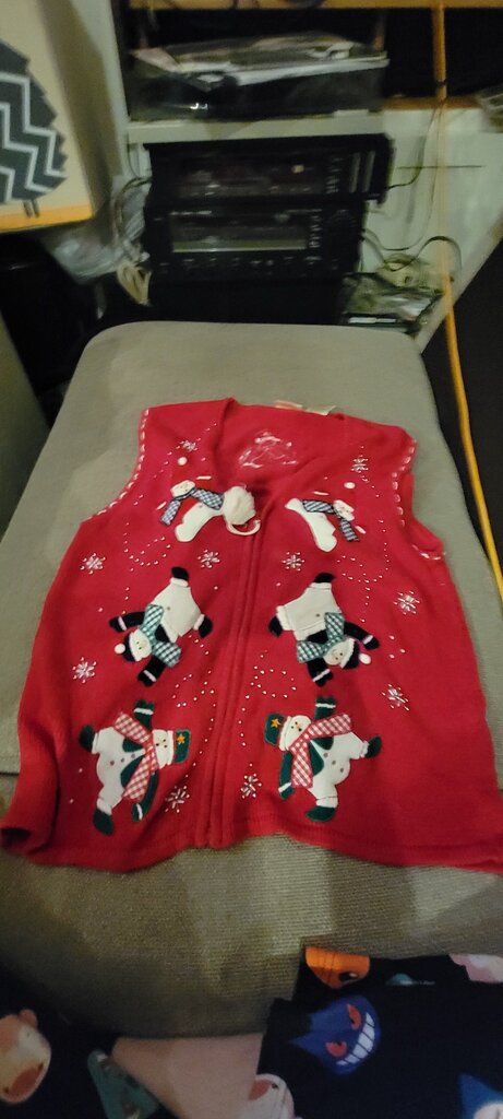 Bobbie Brooks Women's Christmas Vest - Red with Snowmen