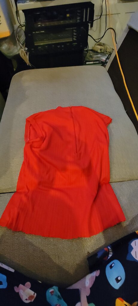 Red Pleated Short Sleeve Top