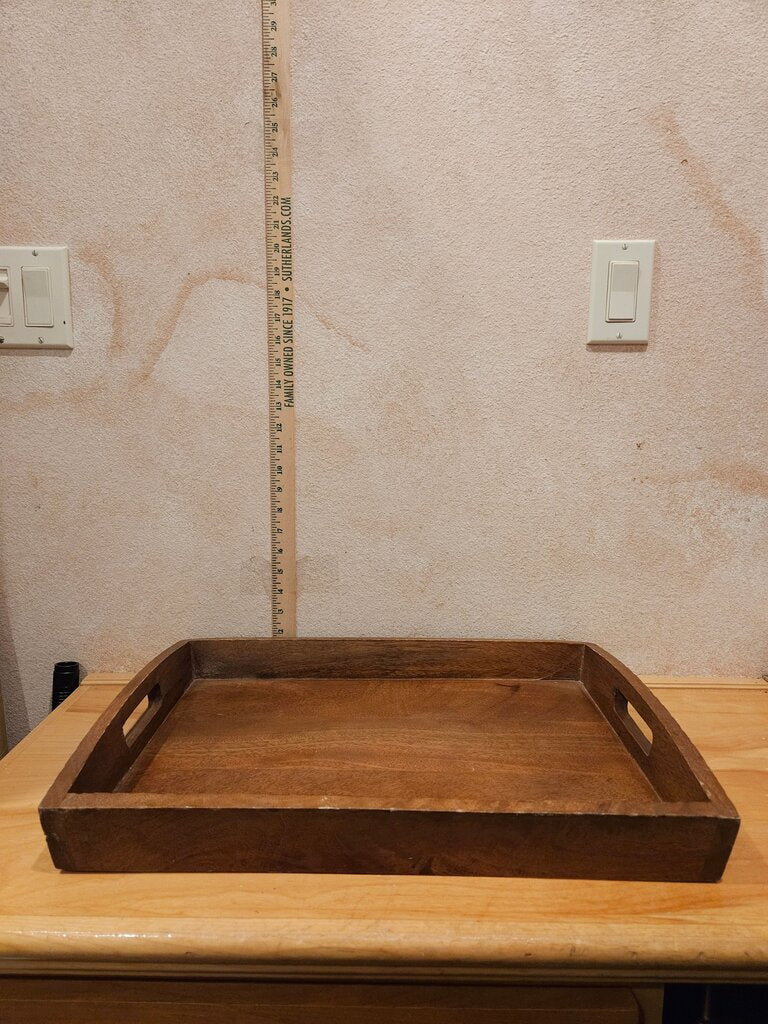 Large Heavy Quality Wooden Tray Tea Coffee Food Dinner Drinks Server Display, Table Bed Serving Ottoman Barware Organizer Platter Farmhouse Country Chic Decor