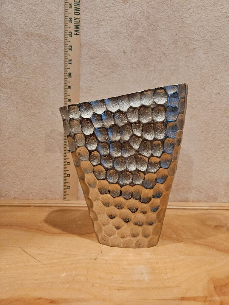 Silver Metallic Honeycomb Thumbprint Contemporary Modern Vase flower display tabletop decor