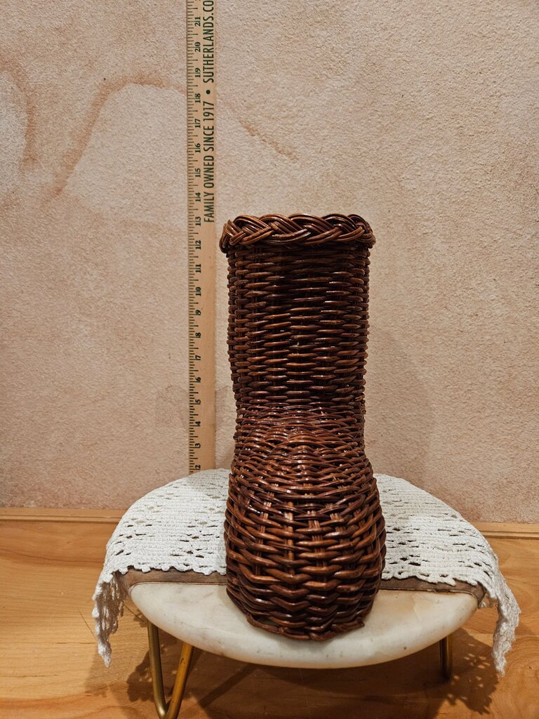 Vintage Woven Wicker Boot Shaped Basket Planter /Dry Flower Arrangement or centerpiece display