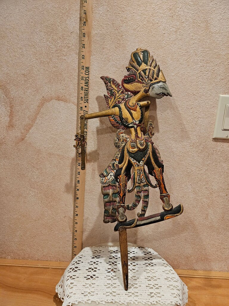 Vintage/ Antique Quality Made Gilded Indonesian Shadow Puppet Cakil, Javanese Wayang Kulit, Indonesian Wayang