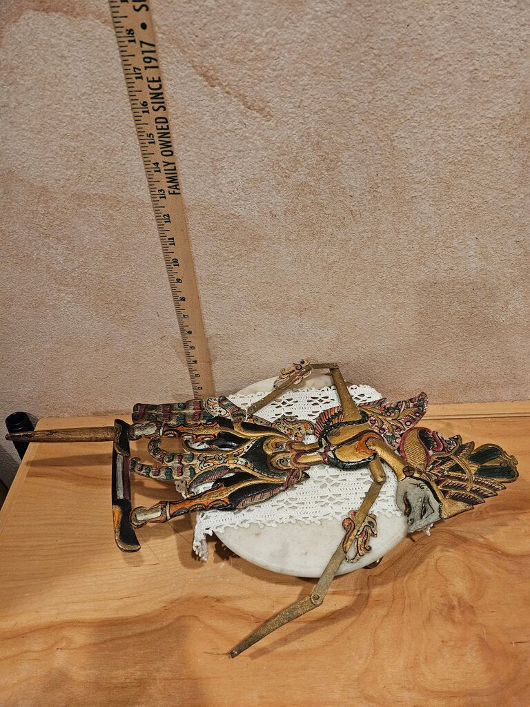 Vintage/ Antique Quality Made Gilded Indonesian Shadow Puppet Cakil, Javanese Wayang Kulit, Indonesian Wayang