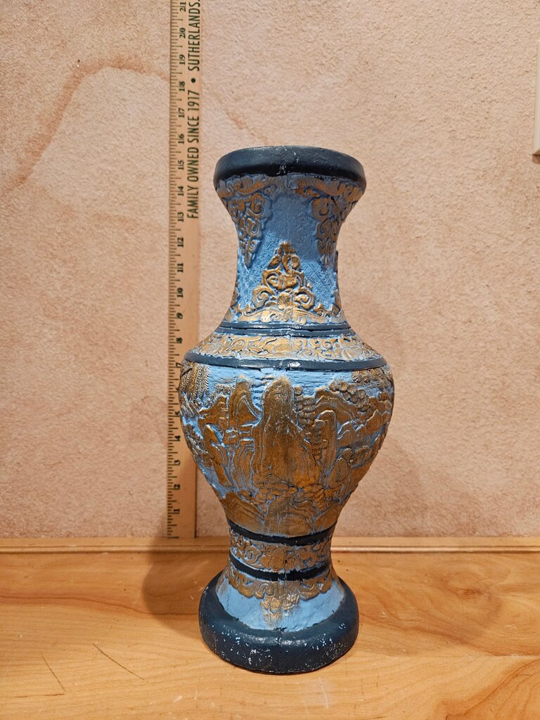 Chinese robin's egg glazed vase w gold gilt relief design Asian Gilded Art