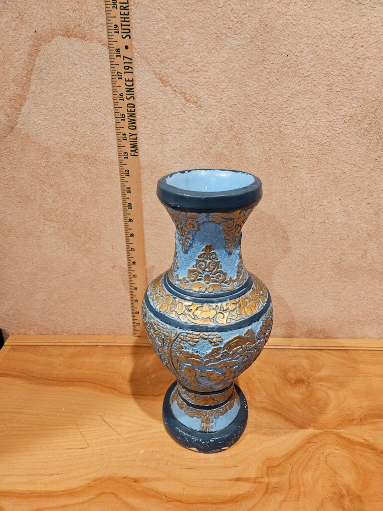 Chinese robin's egg glazed vase w gold gilt relief design Asian Gilded Art