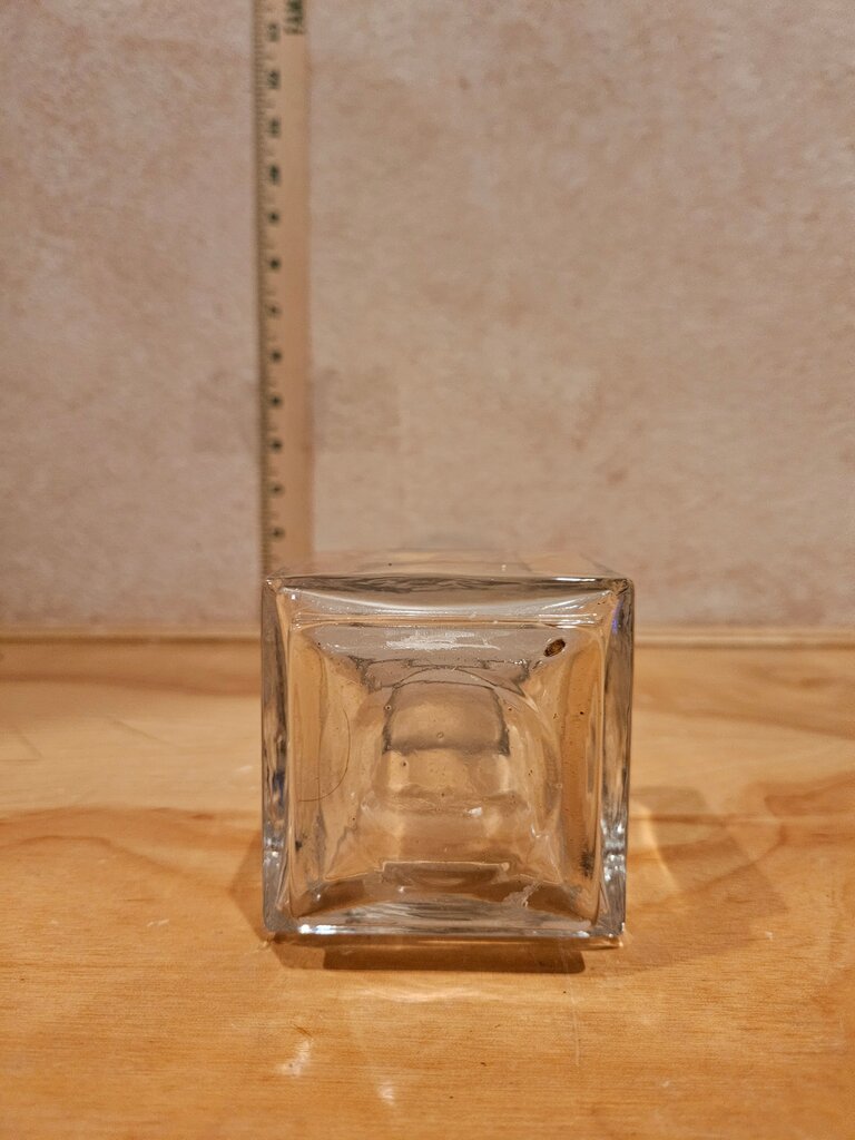 Tall Glass Geometrical Square Base Clear MCM Vibes Tall Vase