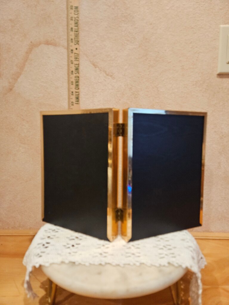 Vintage Bright Polished Bifold Brass Double 1 w oval mount Mat Book Style Frames, Hanging Document Double Photo Frame