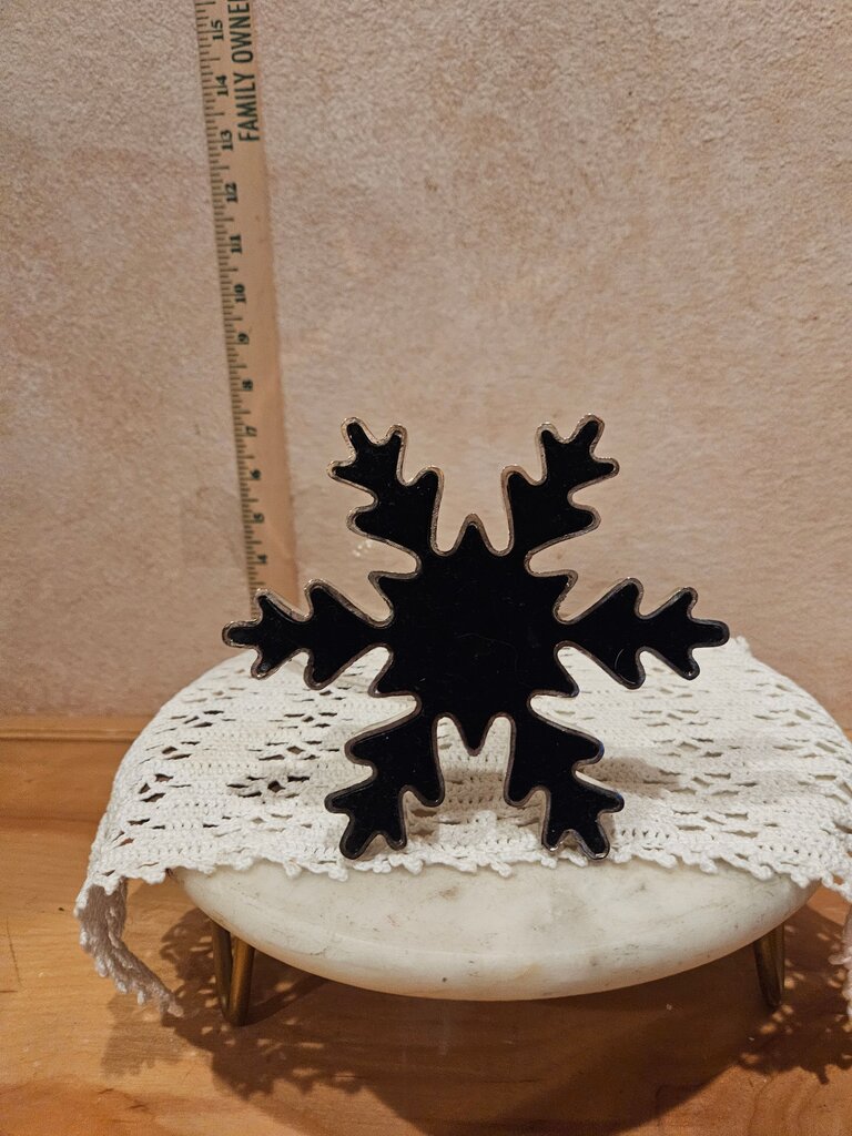 Decorative Silver Snowflake Shaped Christmas Ornament Holder display Grandmacore Granny Country Core Holiday