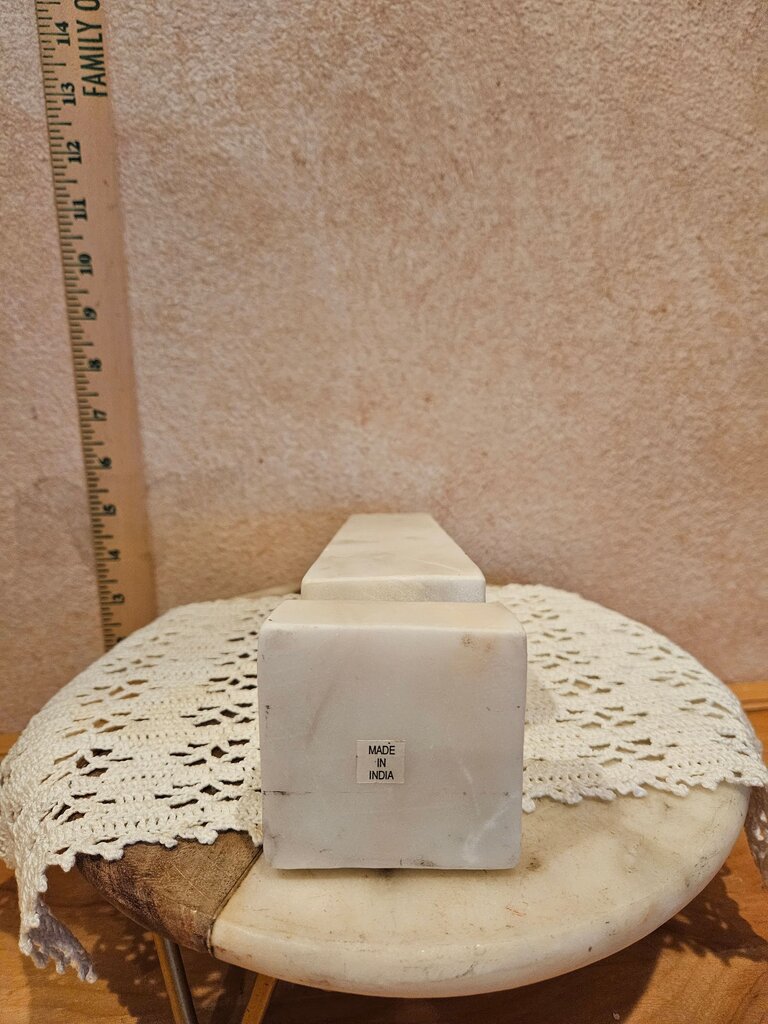 White Marble or Alabaster Neoclassical Sculptural Obelisk Statue Tower Regency MCM Style Decor