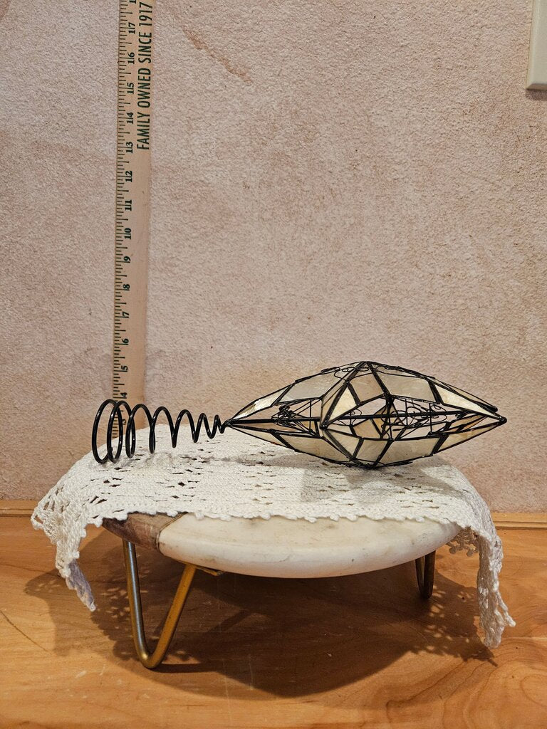 Capiz Shell Star Christmas Tree Topper Black Scroll Iron Frame Mother of pearl 5 Pointed Star 11" Decorative Grandmacore Country Granny Core